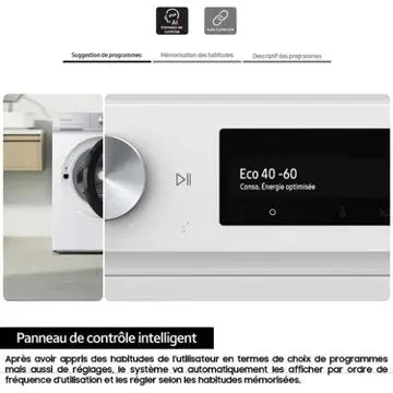 Lave linge hublot SAMSUNG WW90DG6U85LK Bespoke AI