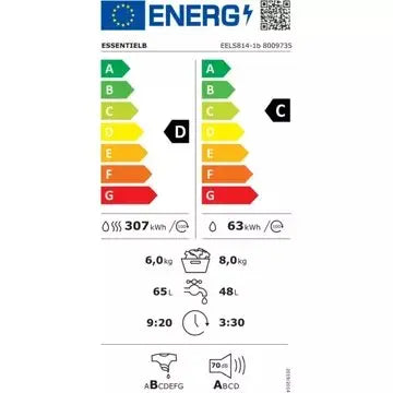 Lave linge séchant hublot  encastrable 	ESSENTIELB	EELS814-1b