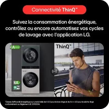 Lave linge séchant hublot  LG F214WT8GRBE Washtower